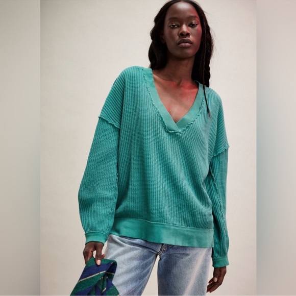 Free People Tops - Teal V-Neck Women's Sweater